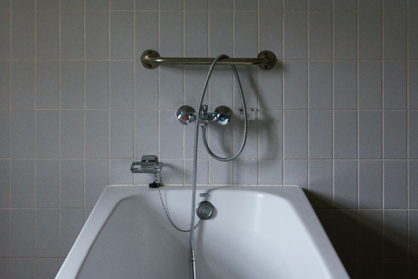 a close-up shot of a bathtub